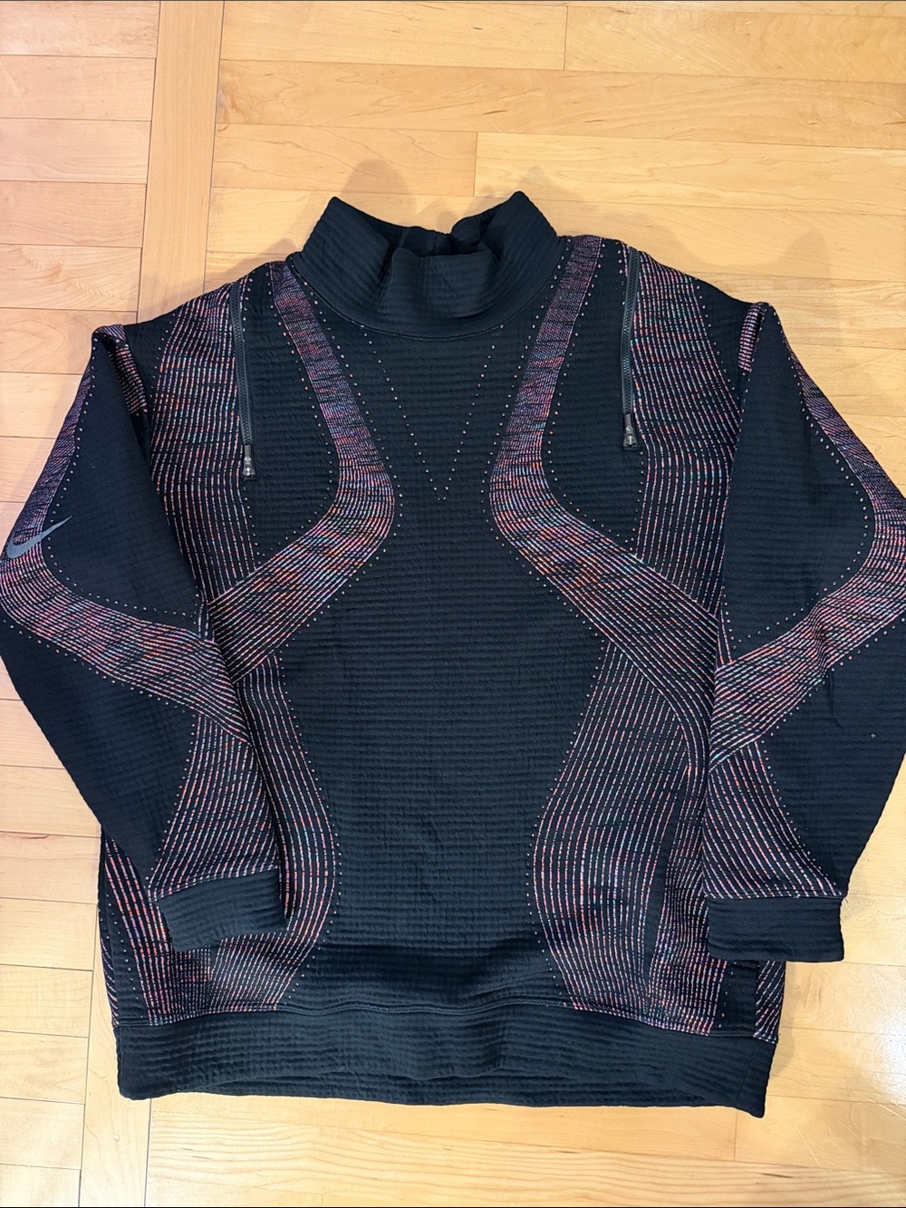 Nike Women’s Black Knit Sweater with Colorful Accents